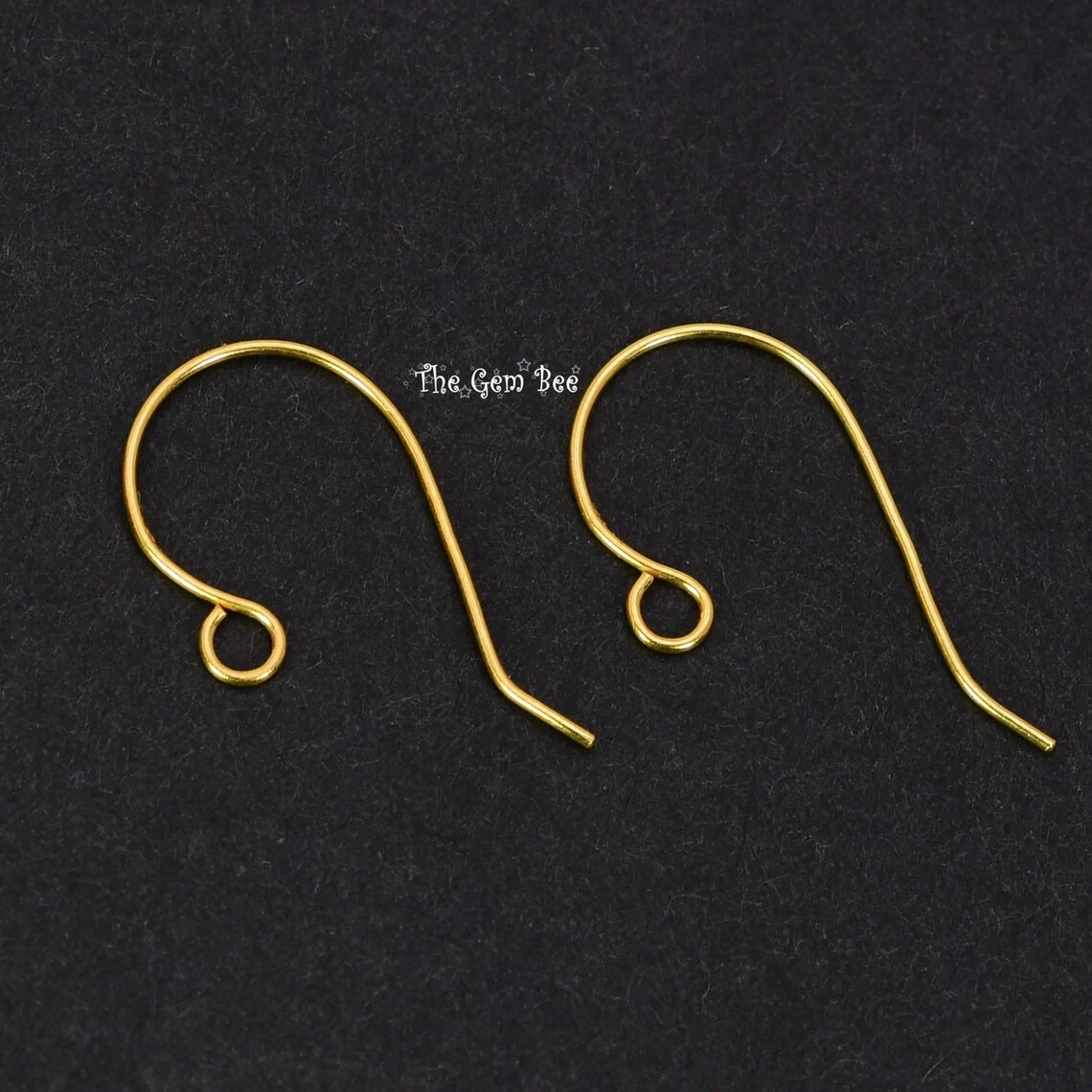 14K Solid Yellow Gold 22 Gauge French Hook Earwire with Ends 15mmx16mm PAIR