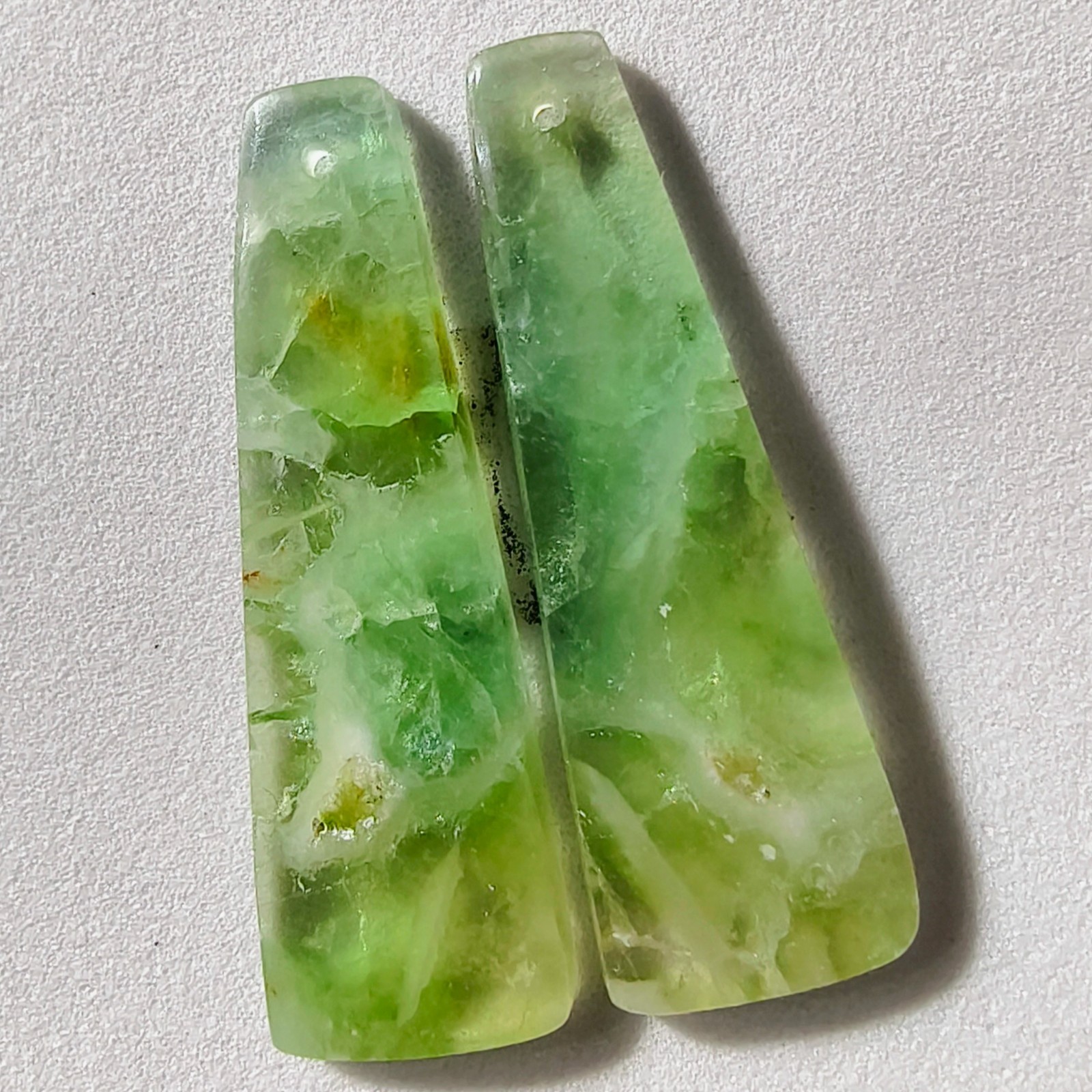 33 Cts Natural Fluorite Drilled Match Pair Cabochon Gemstone 36.5 X 11.8 MM