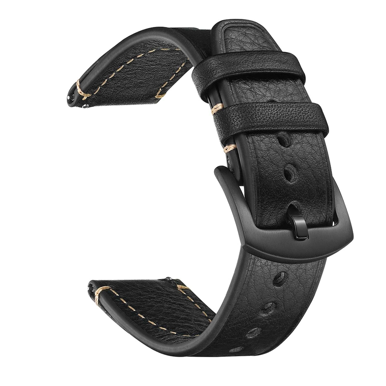 20MM Classic Genuine Leather Watch Band For Galaxy Watch 7/6/5 Pro/4/FE 44/40MM