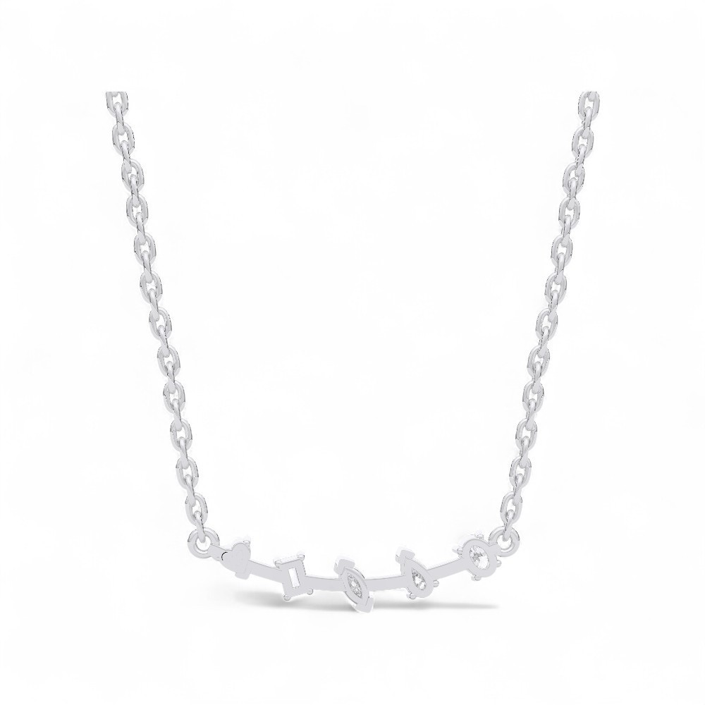 0.45Ct Moissanite 5 Multi Stone Pendant Necklace 10K Gold 18″ Chain Women