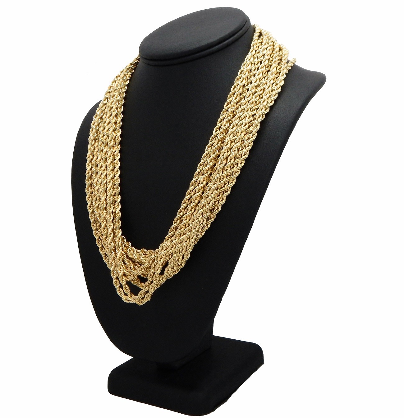 12 Piece Mens Rope Chain Necklace 4mm 18″ 20″ 24″ 30″ Wholesale lot Gold Plated