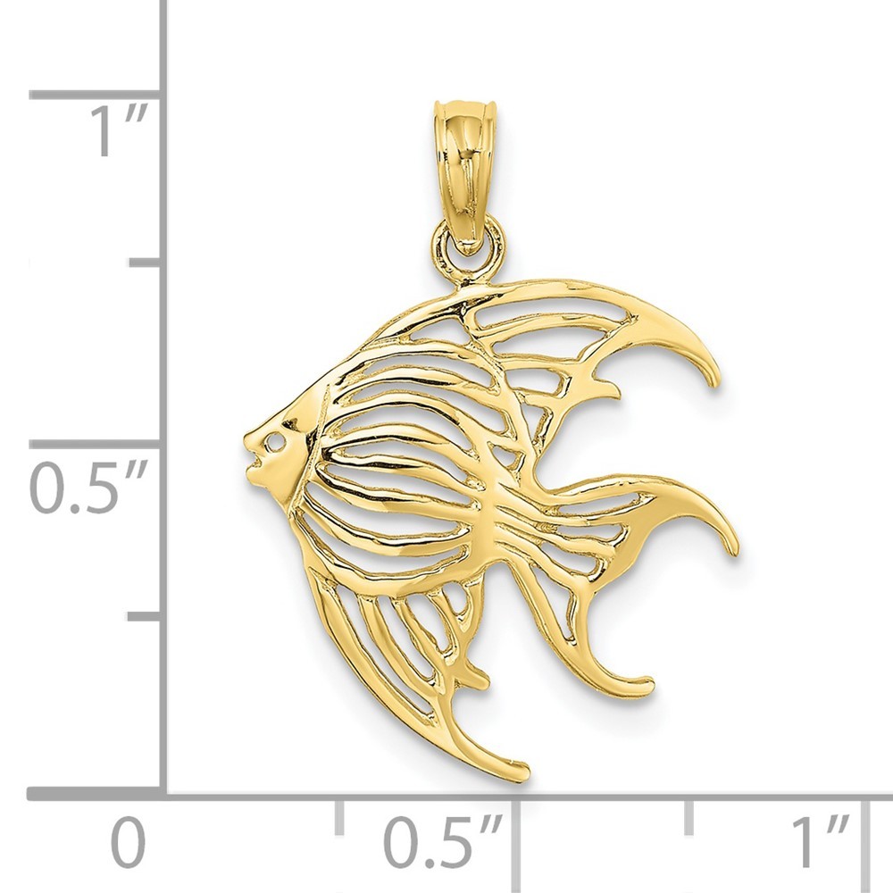 10K Yellow Gold Cut-Out Angelfish Shape Charm Pendant L-22.1mm, W-17.95mm