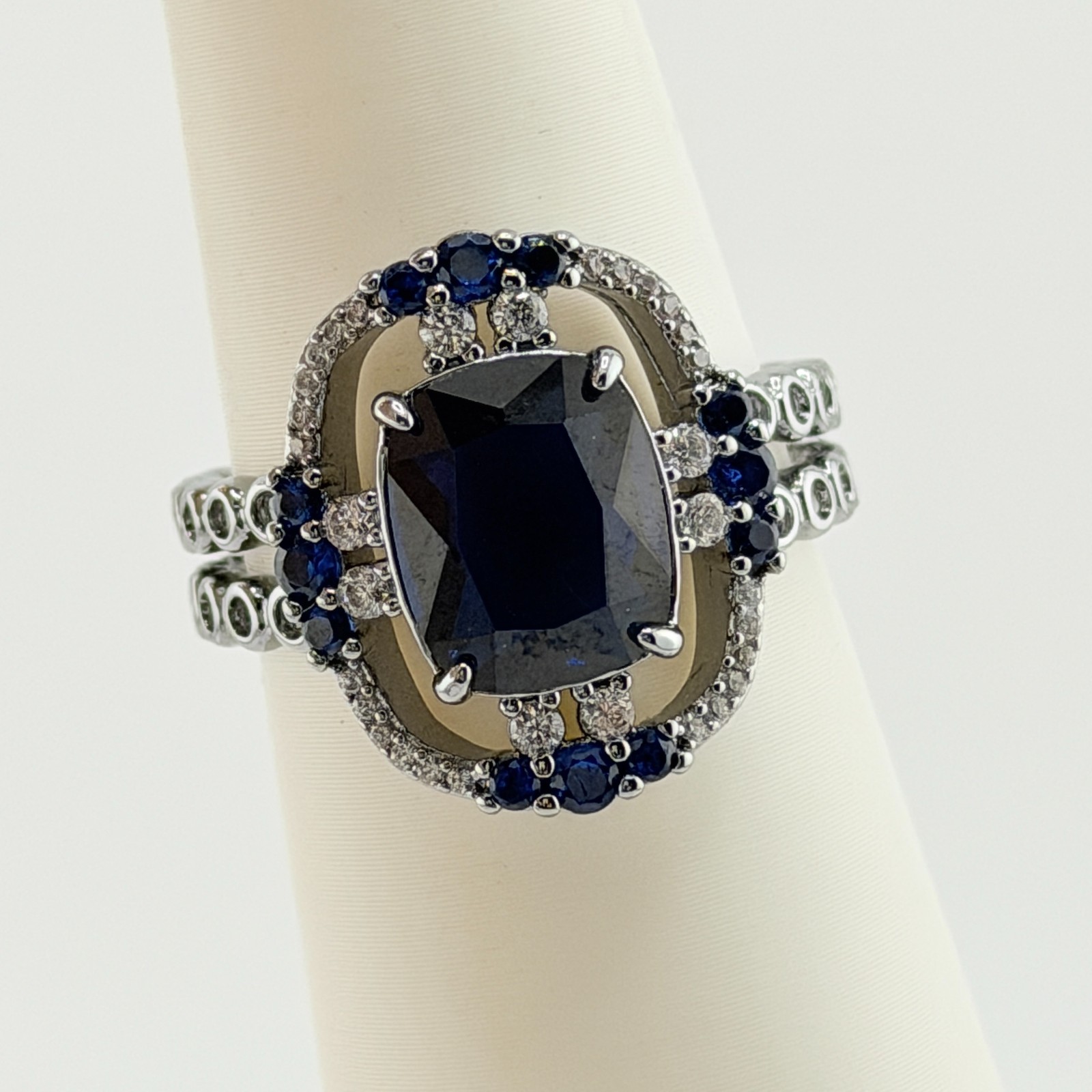 Bomb Party September Ring Sz 8 “Never Meek” Lab Created Sapphire on Hematite