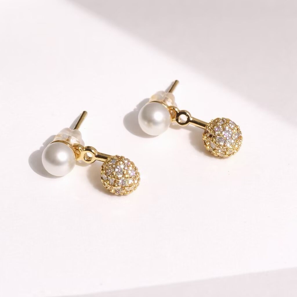 Front Back Pearl Earrings，Pearl Double Sided Stud Earrings for women girls