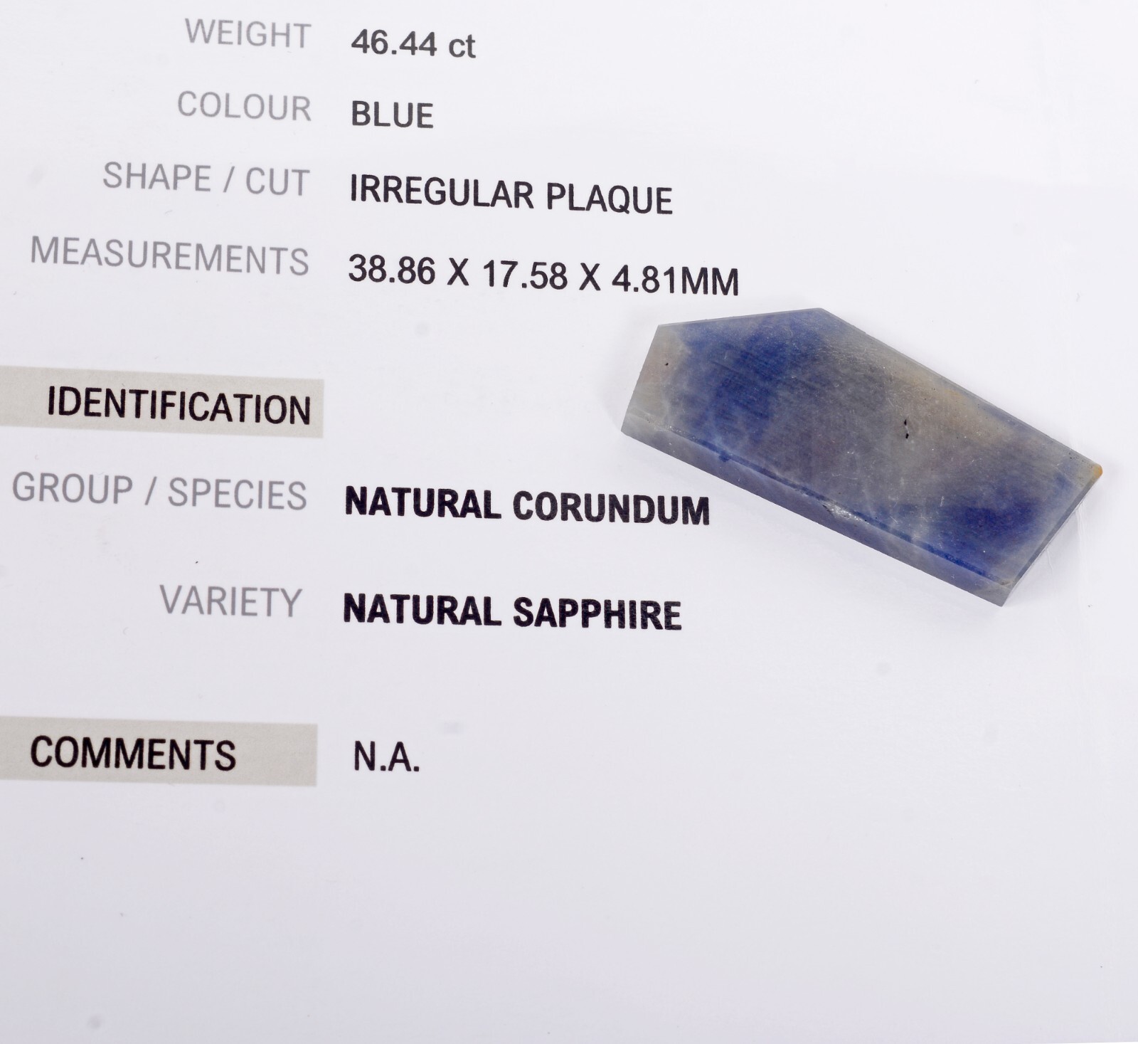 46.44 Cts GTL Certified Rare Untreated Blue Gray Sapphire Uncut Rough Loose Gem