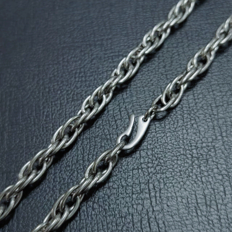 Pure titanium necklace twisted bracelet 7mm lightweight anti allergic 7.9 inches