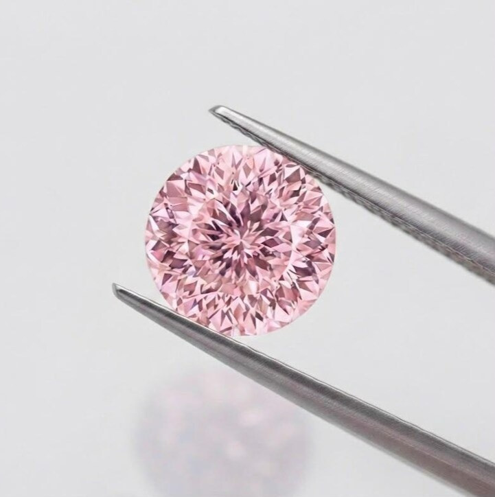 2.00 Ct Fancy Pink Lab Grown Diamond Round Portuguese Cut Loose Gemstone