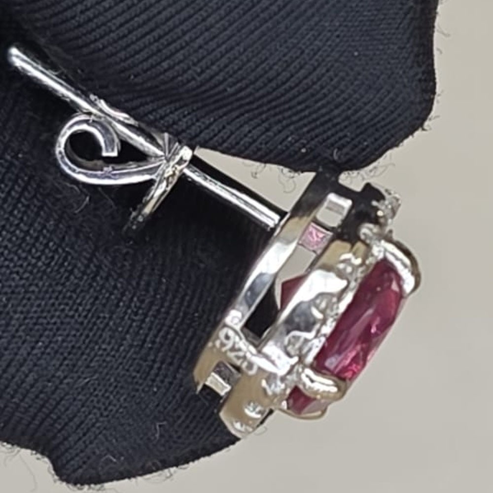 5.60Crt Round Natural Tourmaline Diamond Stud Pair Earring 18K White Gold Plated