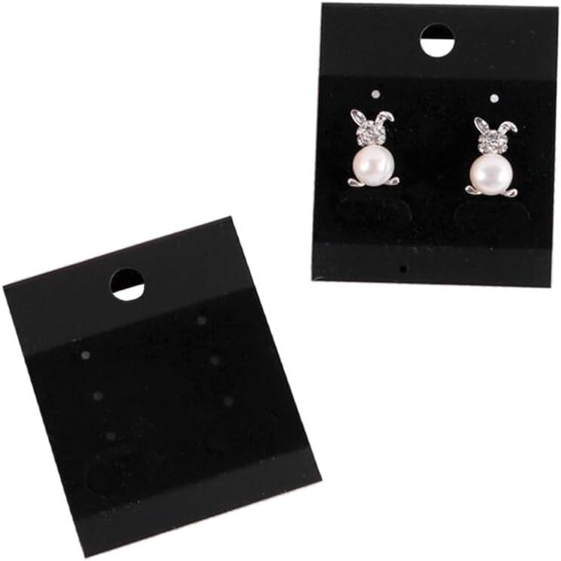100Pcs 1.8 x 2 inch Black Velvet Plastic Hanging Earring Cards Earring Card Hold