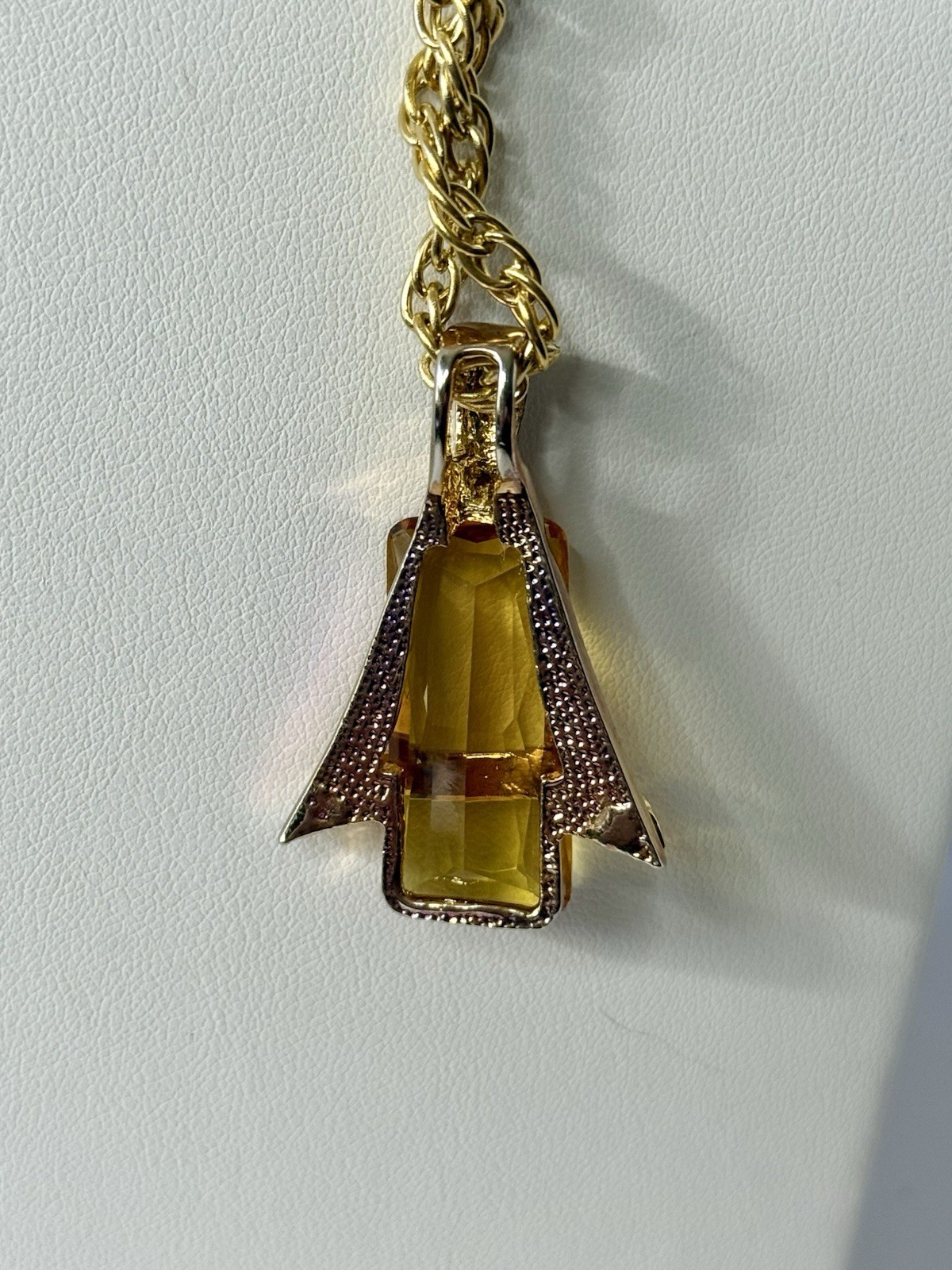 Vintage Sara Coventry Faux Citrine Large Pendent Necklace 25’
