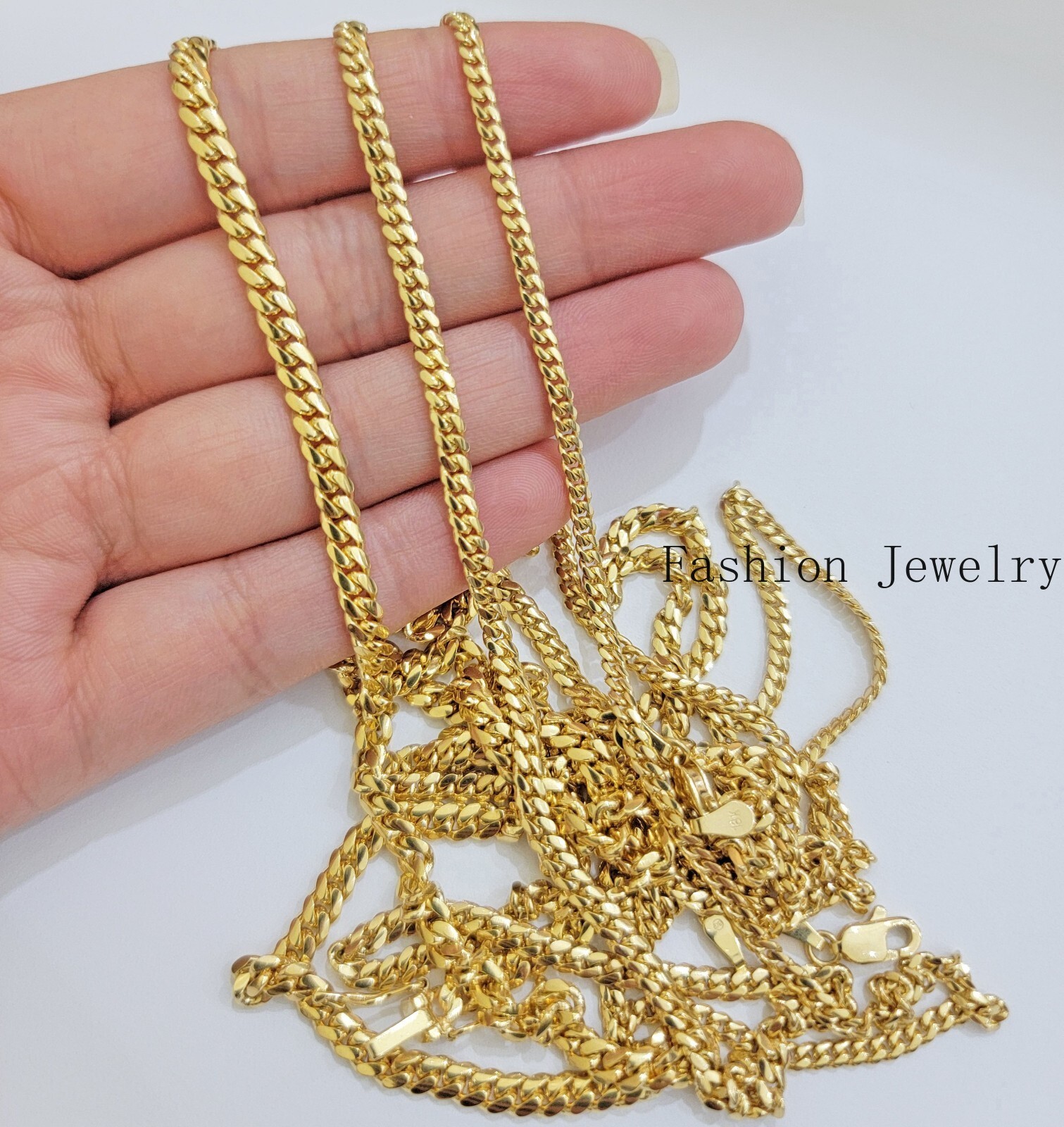 Solid 18k Gold Chain Necklace Miami Cuban Link 2.5mm-4mm 18″-26 Inch Real 18kt