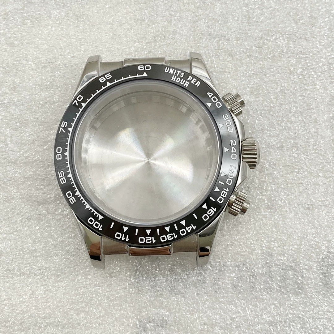 40mm Stainless Watch Case Sapphire for VK63 Movement 29.5mm Dial Watch Parts