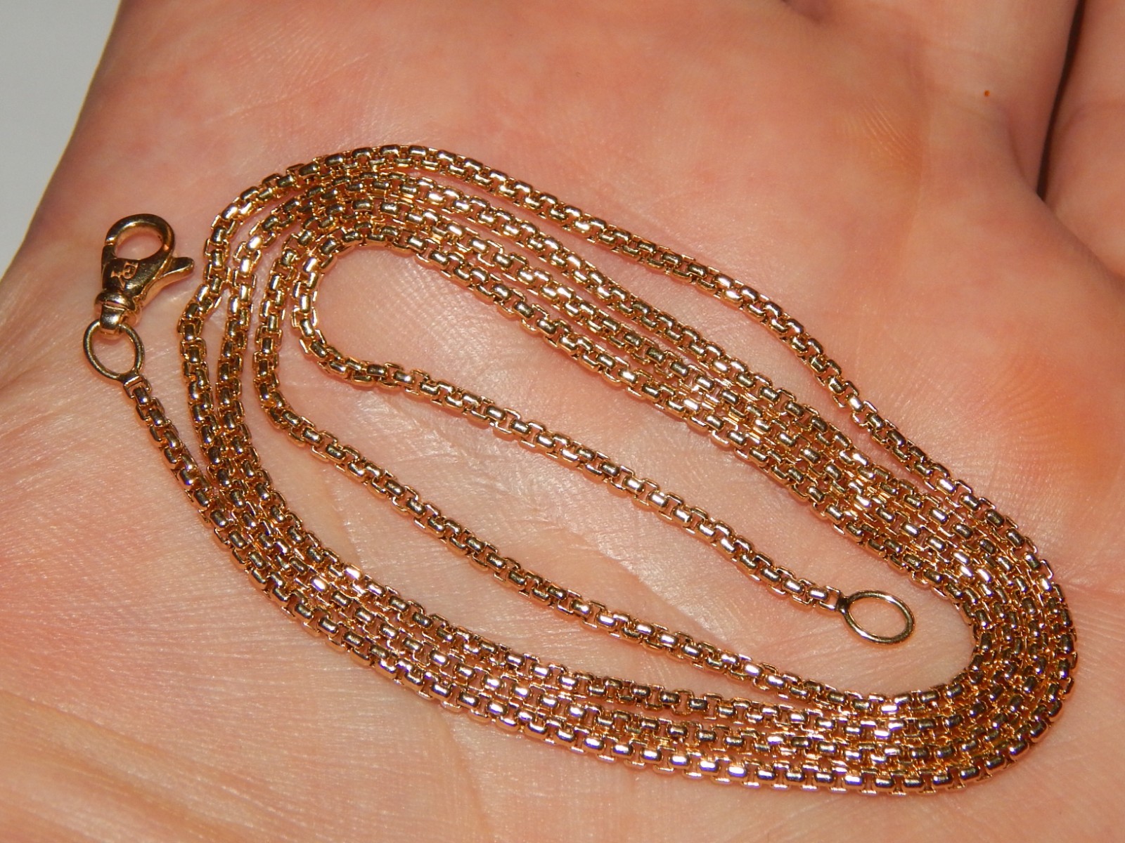 18K YELLOW GOLD DAVID YURMAN 1.7 MM BOX CHAIN NECKLACE RARE 24 INCH LONG LENGTH