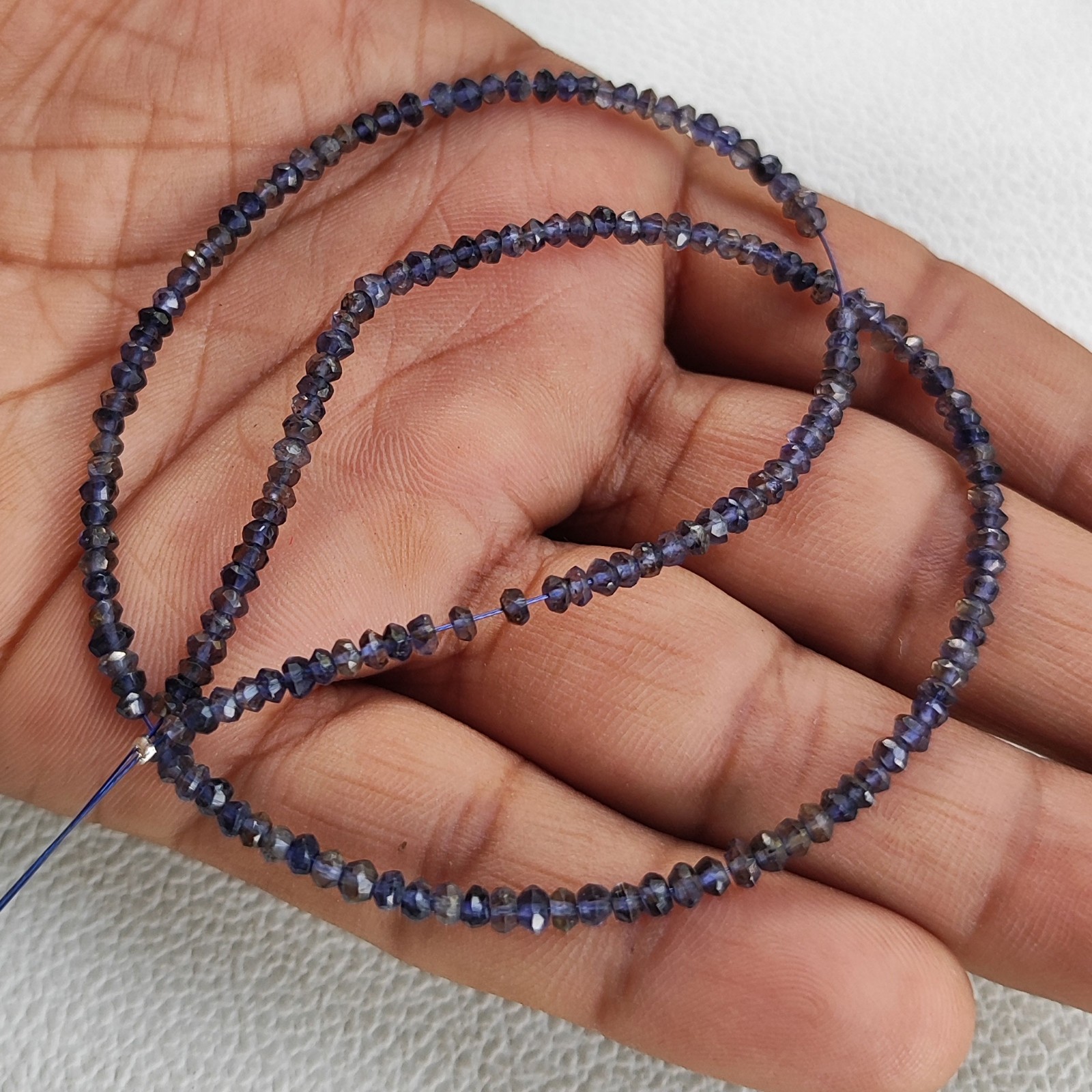 India Iolite Gemstone 3mm Faceted Rondelle Shape Beads 13″ Jewelry Gem Strand