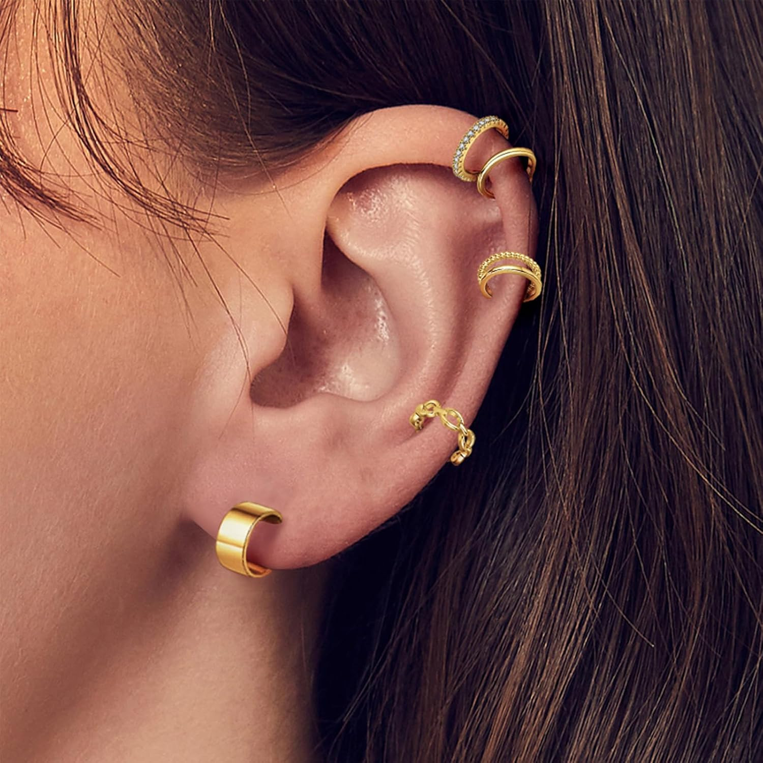 16Pcs Ear Cuffs for Women Non Piercing 14K Golded Silver Ear Cuffs Earrings Non
