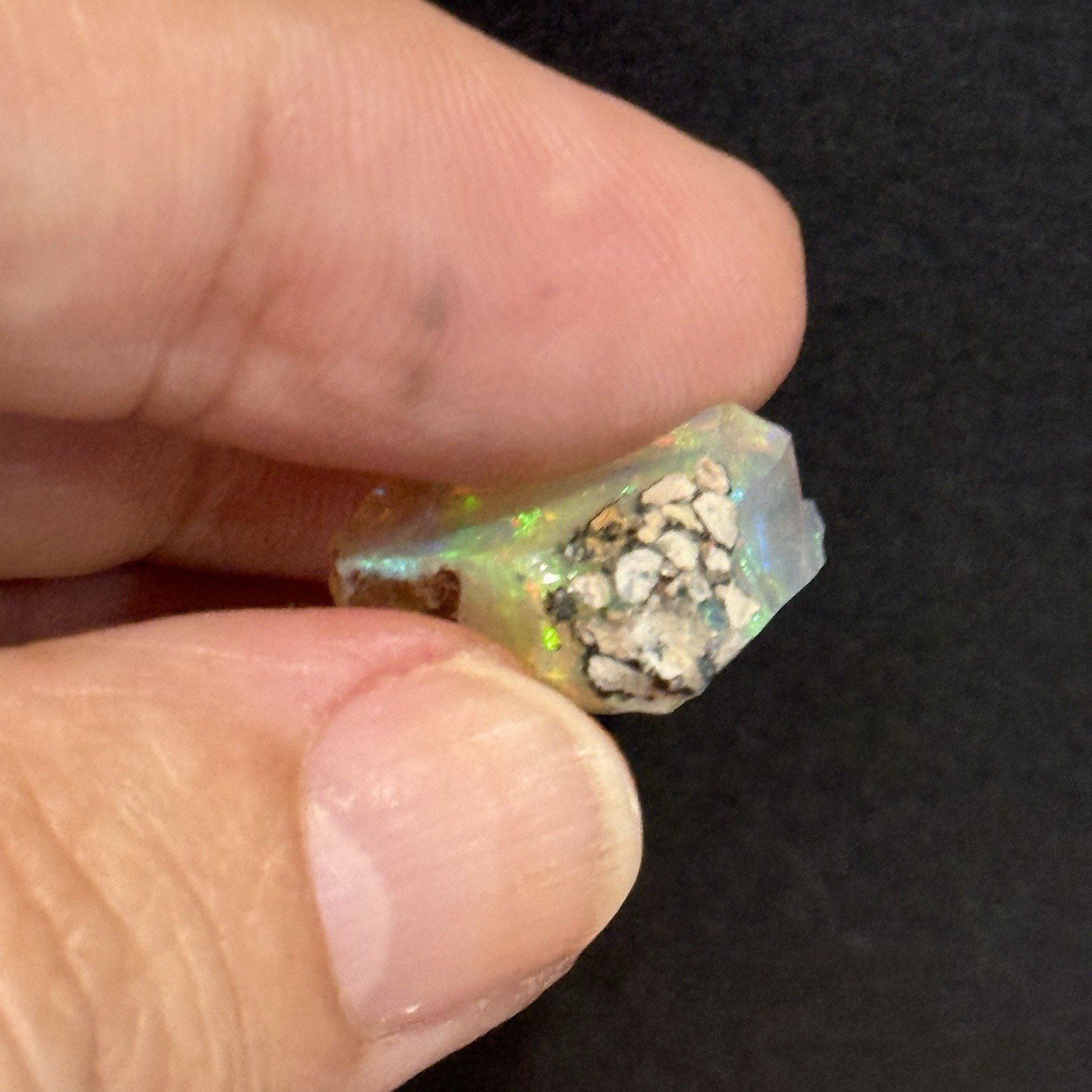 10.95ct 16.3×15.2mm Colorful Ethiopian Welo Opal Rough Rock Gem Wire Wrapping