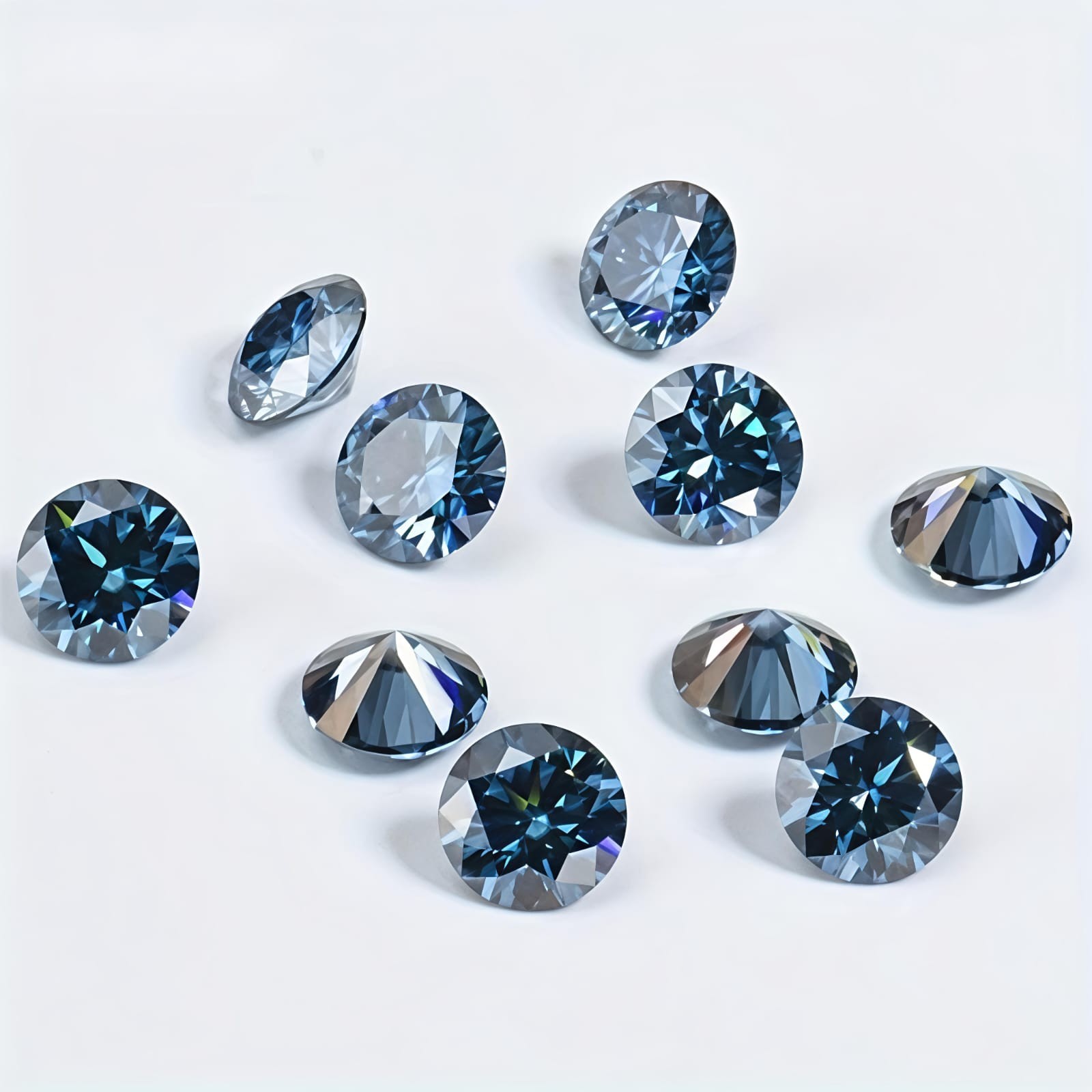 10 Pcs Round Cut Facncy Blue Color VVS1 Diamond Premium Quality gemstone 3mm