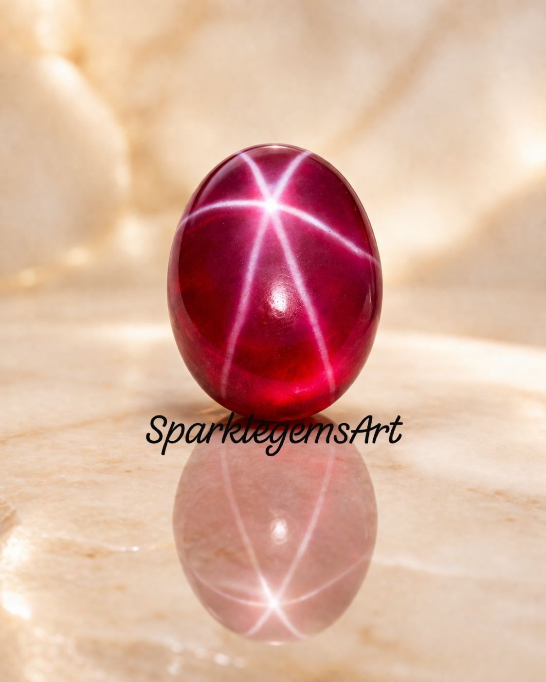 14t Natural Star Ruby Gemstone Oval Cut Loose Gemstone 6 Rays star Ruby Jewelry