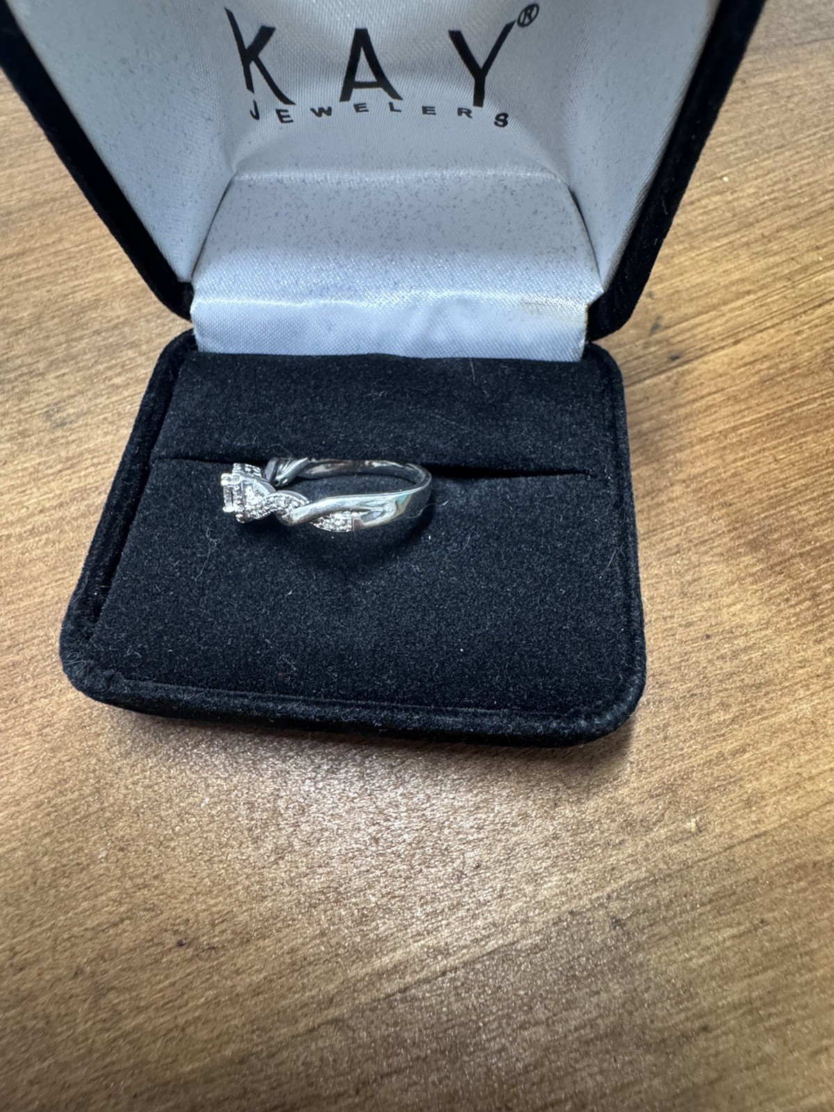 Kay Jewelers 1/6 ct tw Diamond Cushion Twist Promise Ring in Sterling Silver