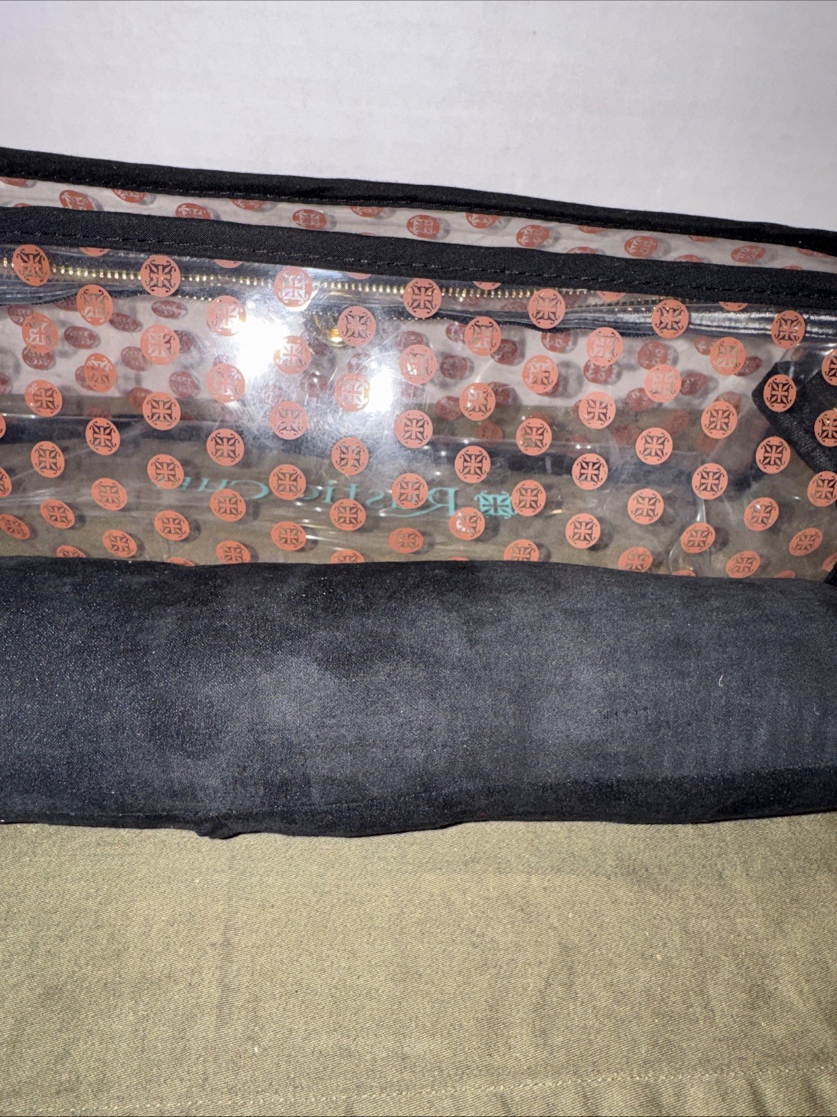 Rustic Cuff Bracelet Travel Case Clear Vinyl Zip Pouch Velvet Pillow