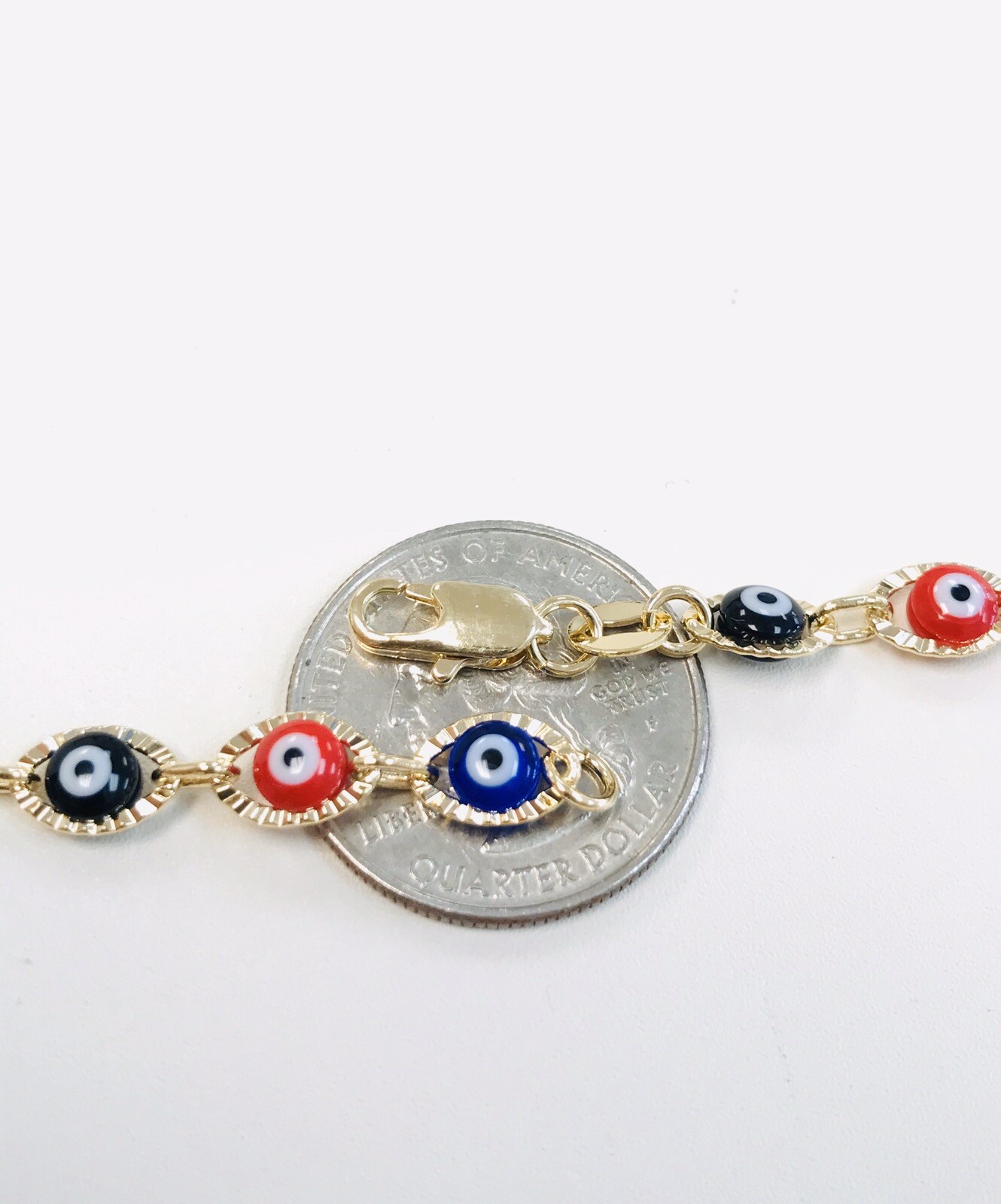 Evil Eye Necklace Gold Plated 19 in Good Luck Protection Cadena Mal de Ojo