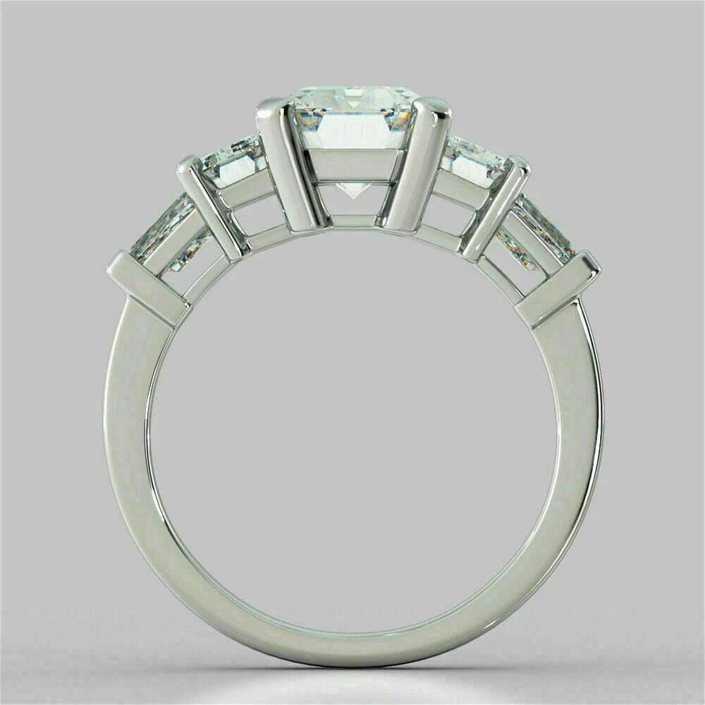 2.30Ct Lab Created Emerald Diamond Engagement Ring 14K White Gold Finish