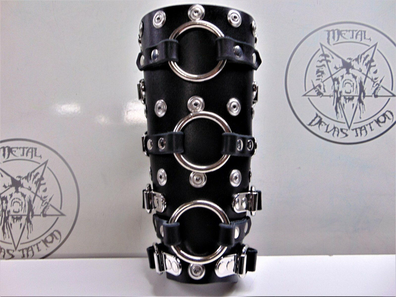 LEATHER STRAPS GAUNTLETS. BLACK METAL …(MDLG0029)…. AGALLOCH’S