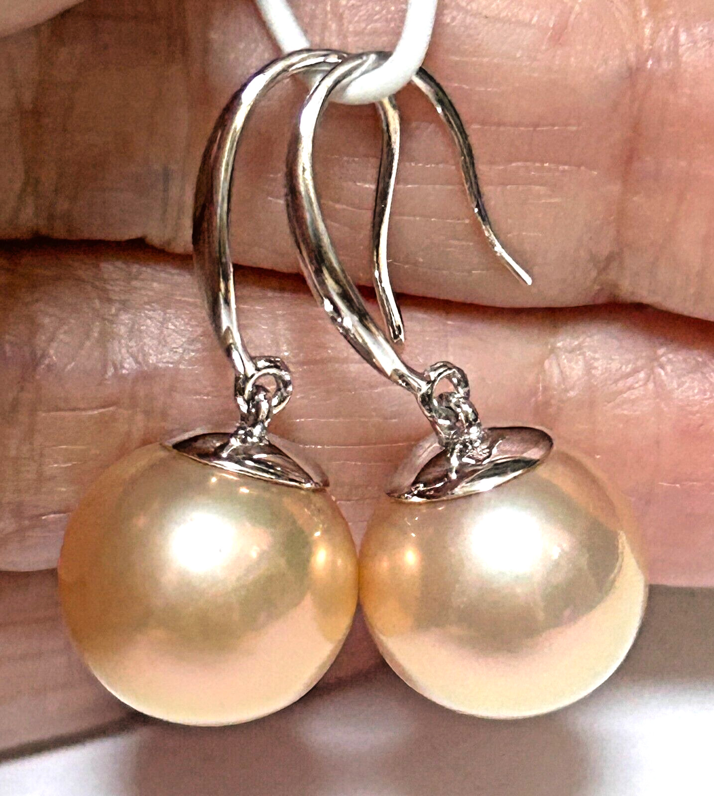 Massive 12.3mm Violet Rose Spherical Edison Farmed Pearl Drop Hook Earrings