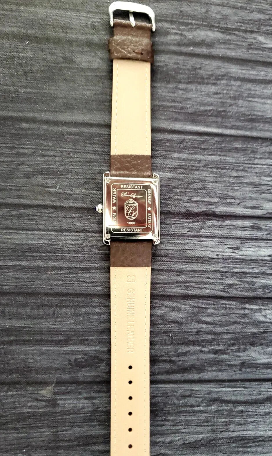 Iconic Swiss Design Pierre Lucerne 1888 Vintage Style Tank Mens Watch Brown Band