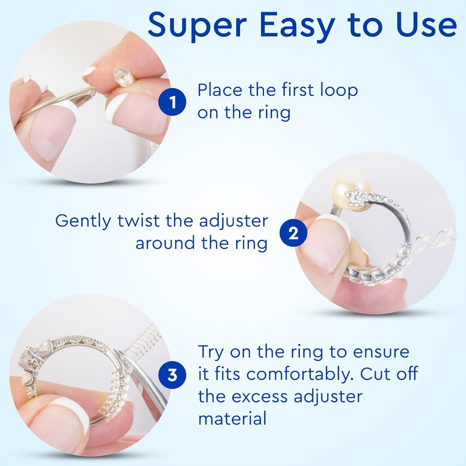 Ring Sizer Adjuster for Loose Rings, Fits Bands Up to 6mm 0.5-1.5 Sizes, 12 Pack