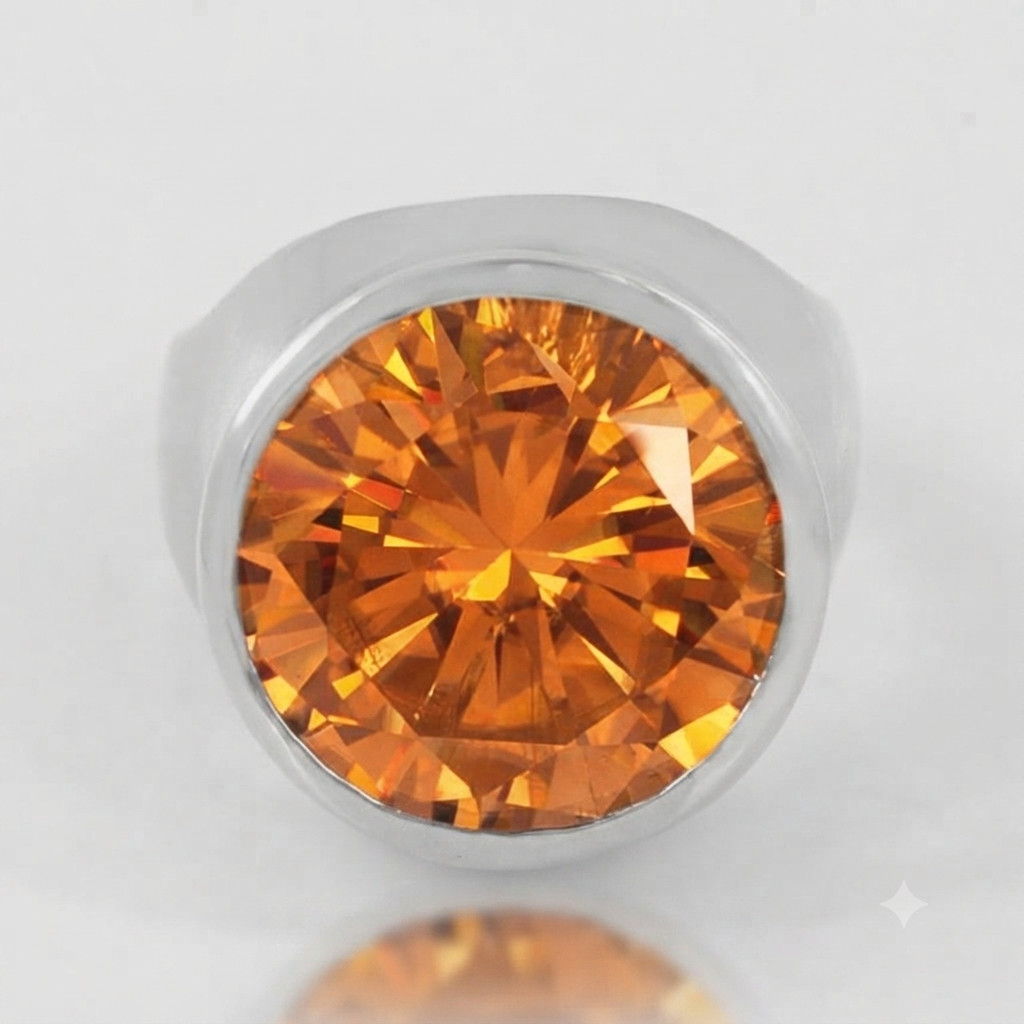 HUGE Certified 20.00 Ct Flame Orange Diamond Men’s Ring, FREE Diamond Studs
