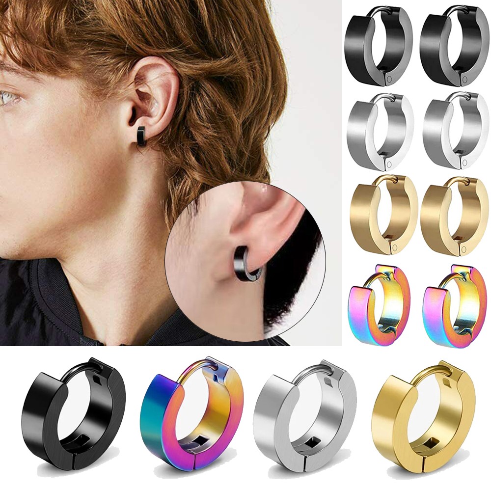 Stainless Steel Hoop Earrings Small Hoop Loop Huggie Ear Piercings for Men Women