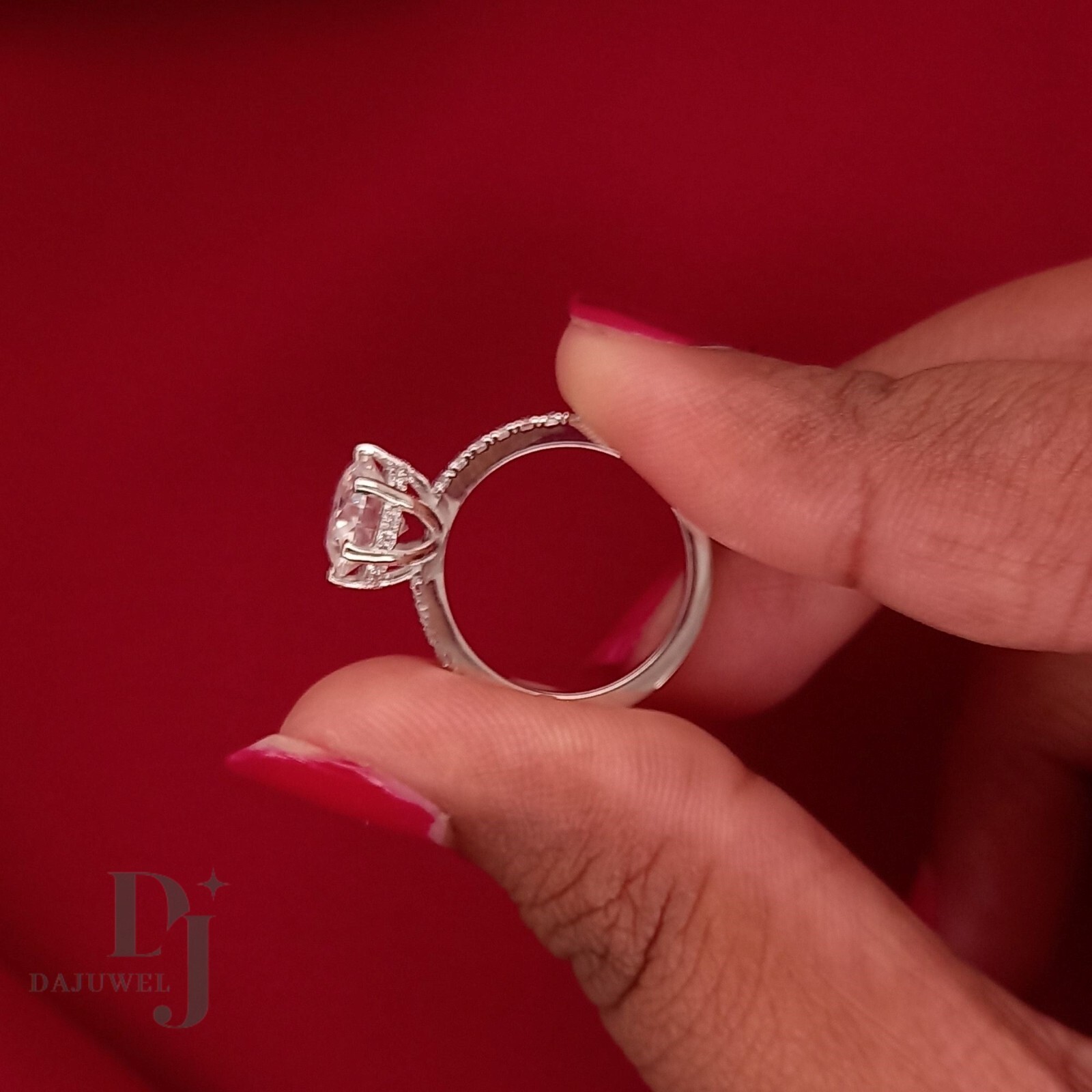Moissanite Solitaire Engagement Ring Solid 14K White Gold Round Cut 2 Carat VVS1