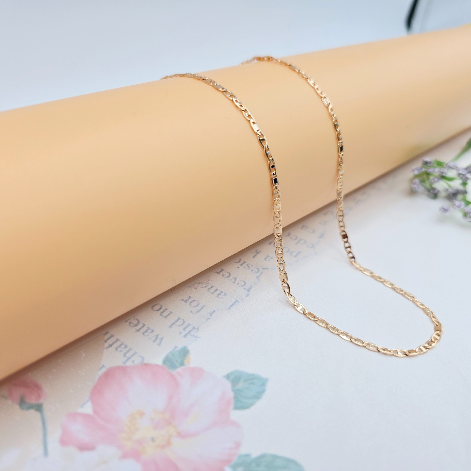 with Polished Flat Links – 45+5cm Adjustable, XPNL0046 Rose Gold Chain Necklace