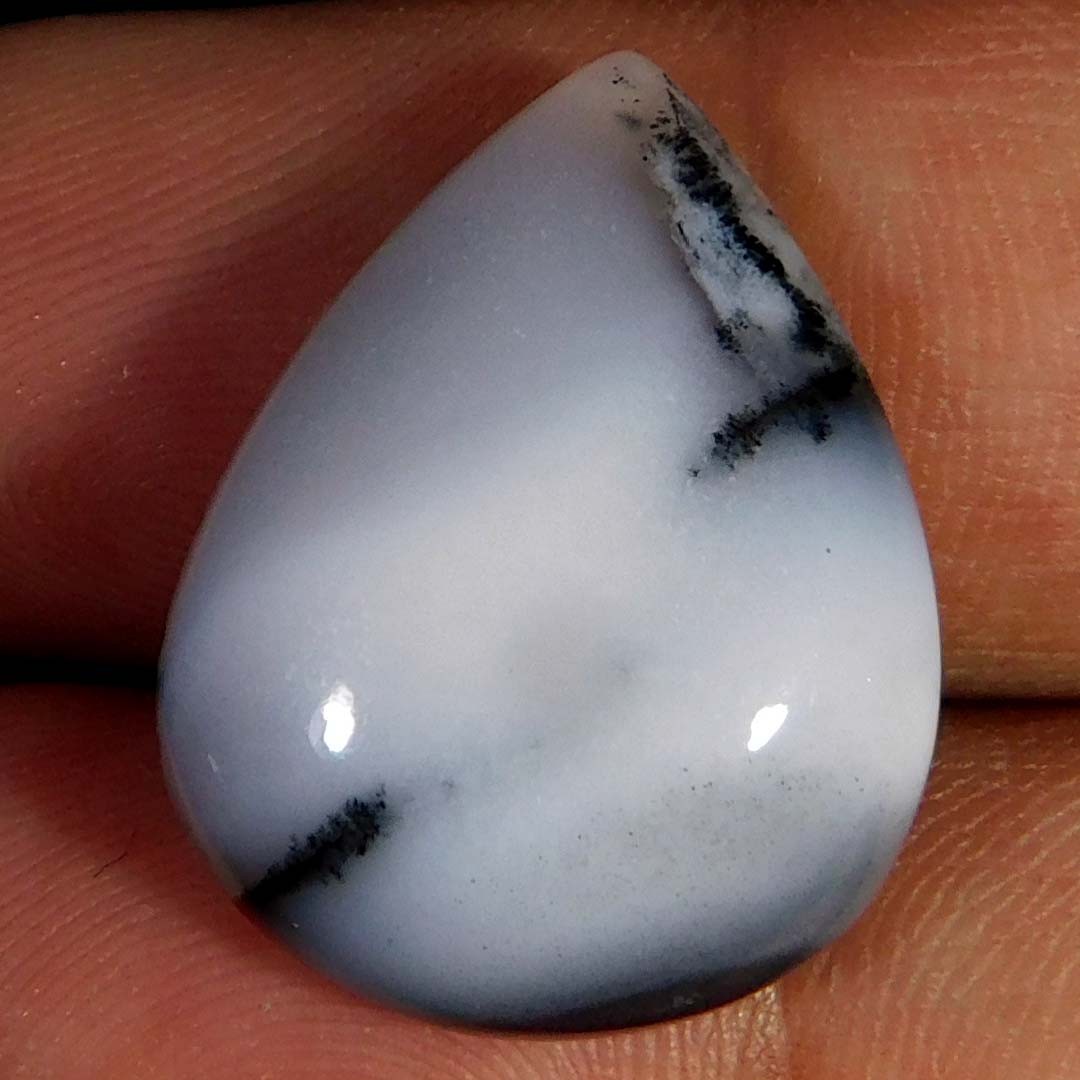 16.15Cts. Natural Gorgeous Dendritic Opal Pear Cabochon Reiki Healing Gemstone