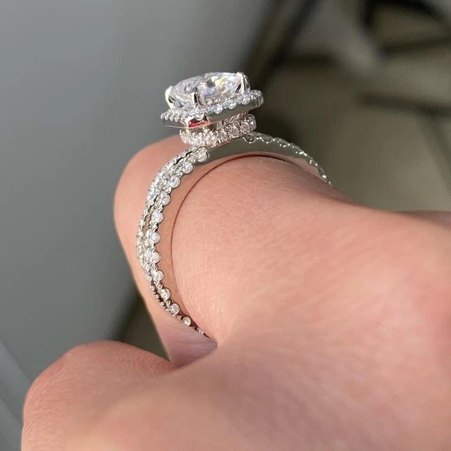 Luxury 4 Ctw Radiant Cut Created Diamond 14k White Gold Finish Wedding Ring Set