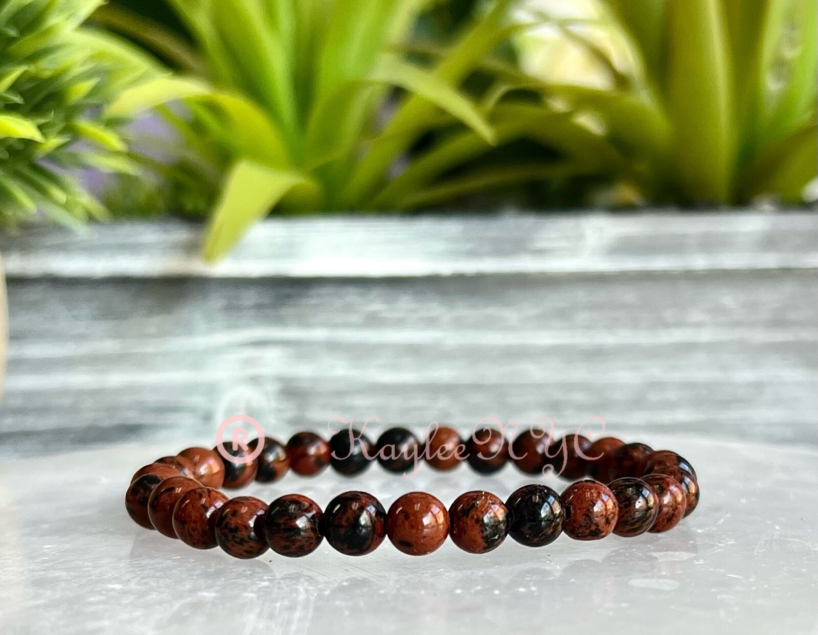 Wholesale Lot 6 Pcs Natural Mahogany Obsidian 6mm 7.5” Crystal Stretch Bracelet