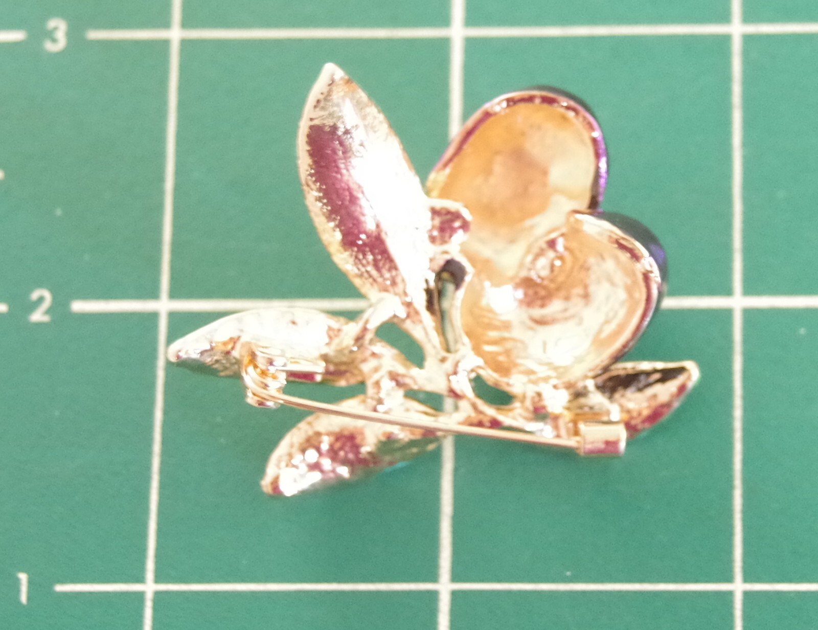 Pretty! 1.75″ NWOT HIGHLY DIMENSIONAL BLACK OLIVE FRUIT ENAMEL & GOLD BROOCH PIN