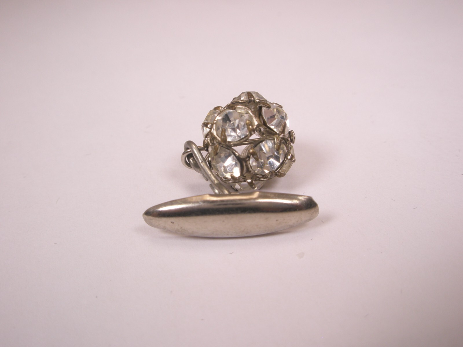 Rhinestone Ball ChainLink SINGLE Vintage Cuff Link replacement lost/broken aa117