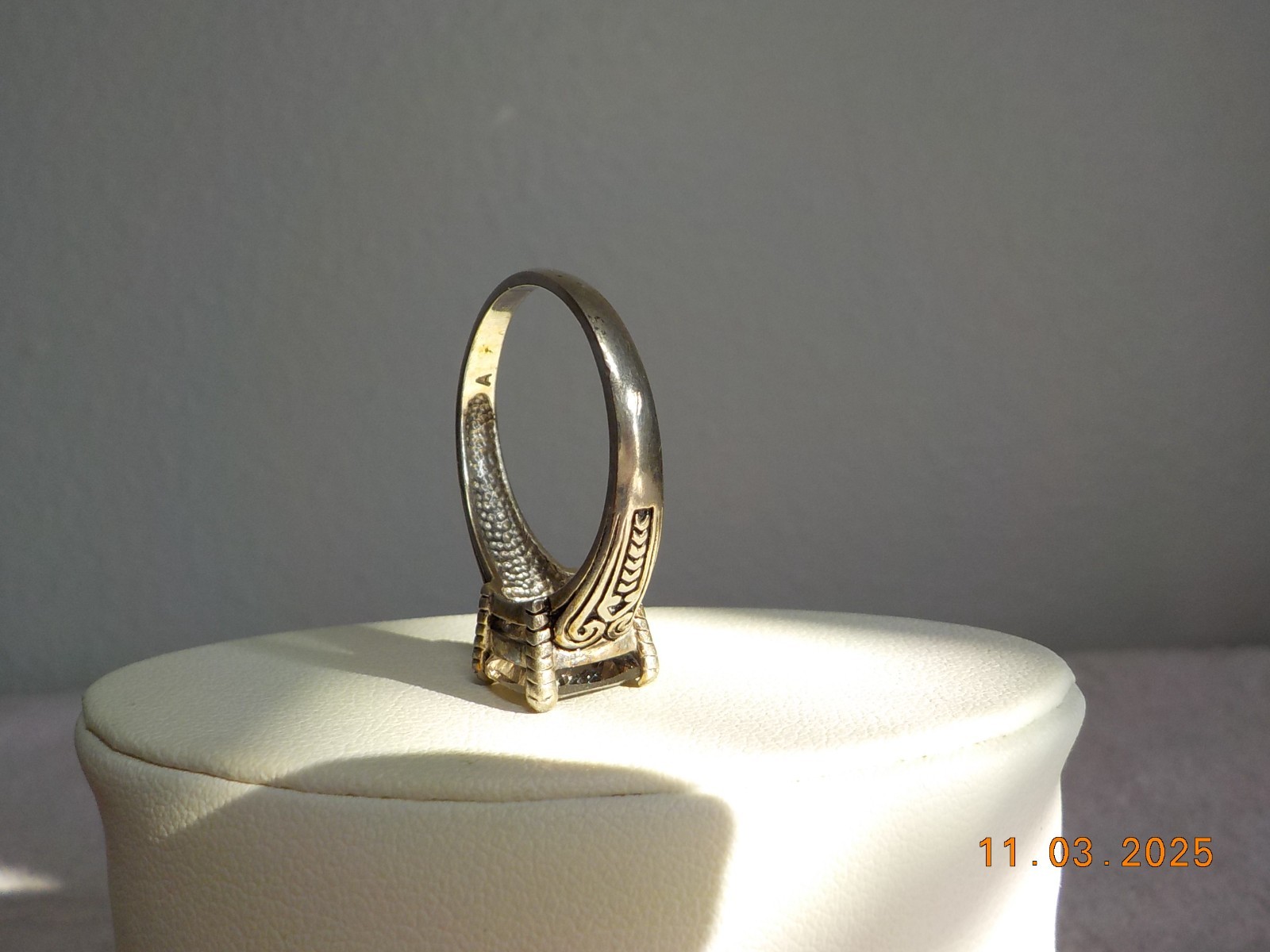 DESIGNER SIGNED “A” 925 FANCY CATHEDRAL SET RING 3 CT SMOKEY TOPAZ? SZ 11