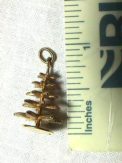 “Christmas Tree” Charm Vintage 1950s 14K Solid Gold, 1″ X 9/16″, 3.2 Grams,