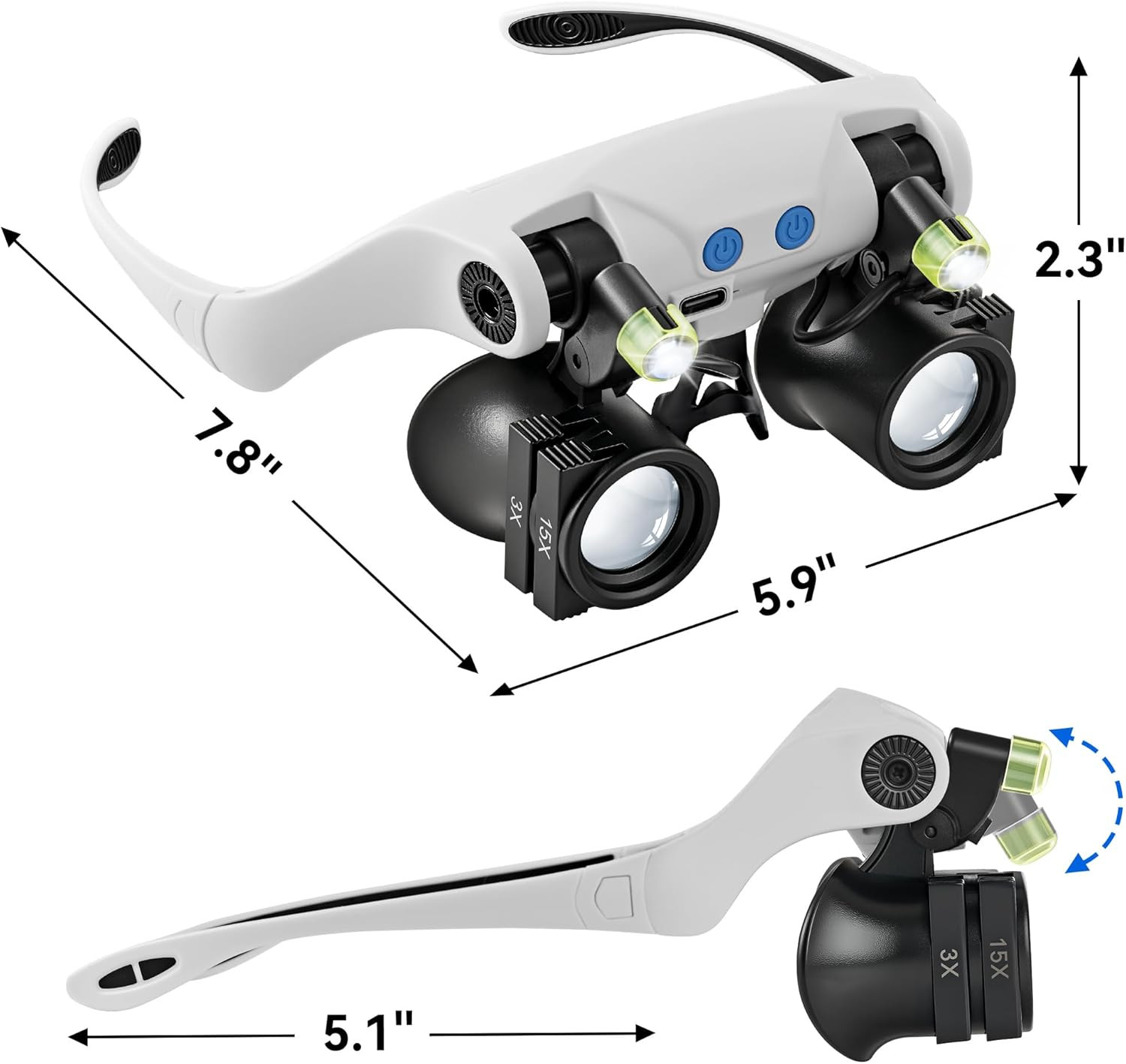 Magnifying Glasses with LED Light, Hands Free Magnifier with 14 Interchangeable