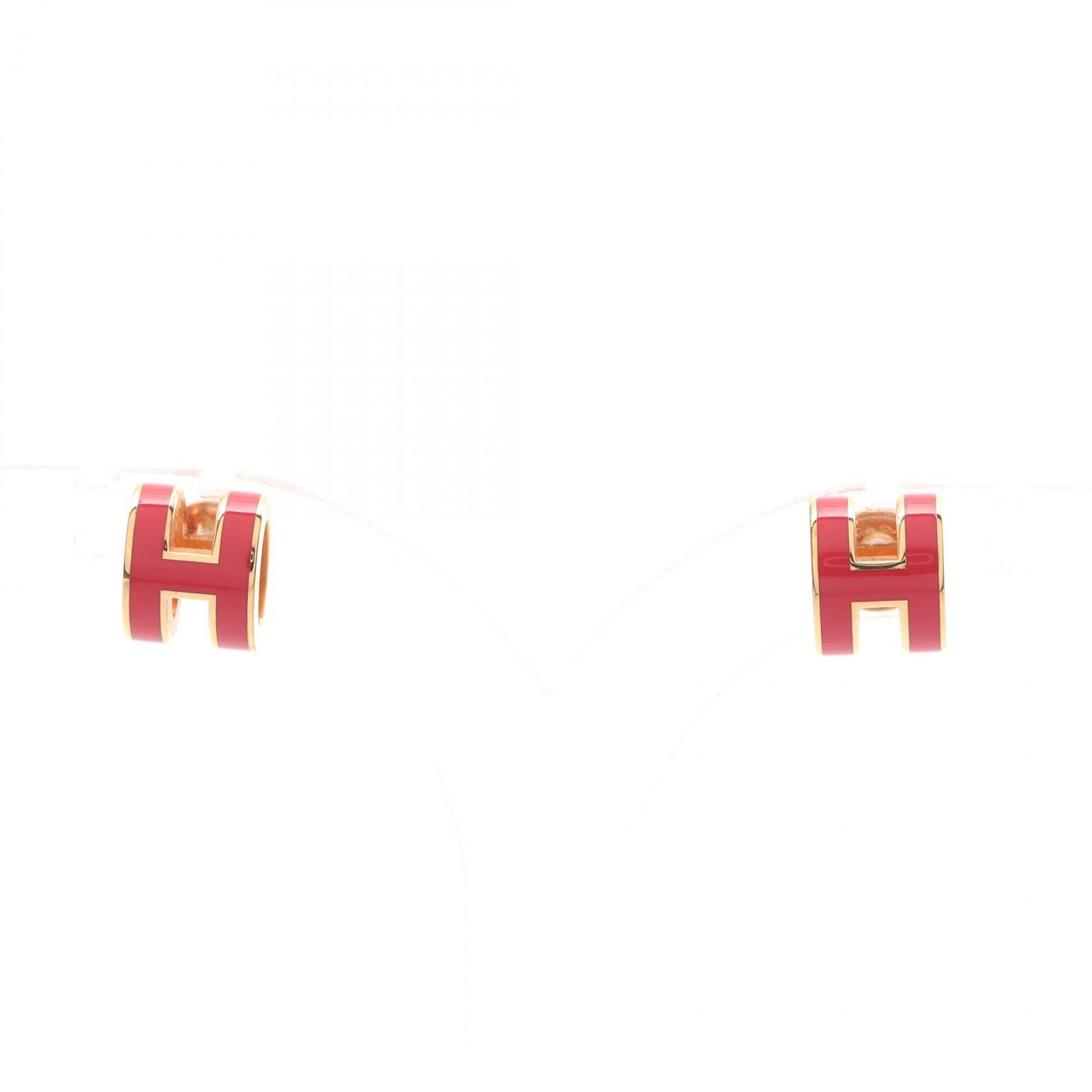 HERMES MINI POP H Pierced earrings Gold Plated Pink Used Women