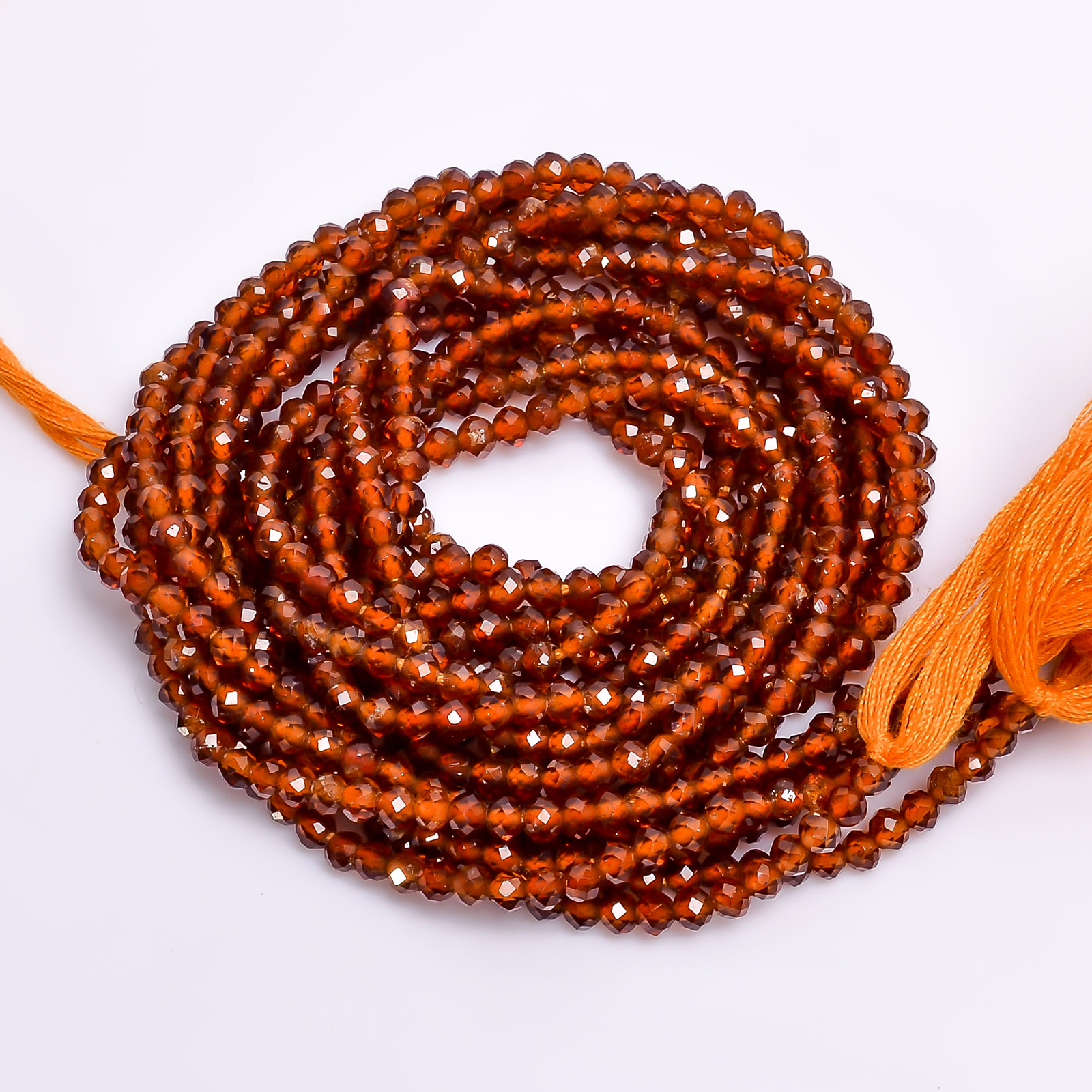 Natural Hessonite Garnet Gemstone Round Faceted Beads 3X3 mm Strand 13″ EB-230