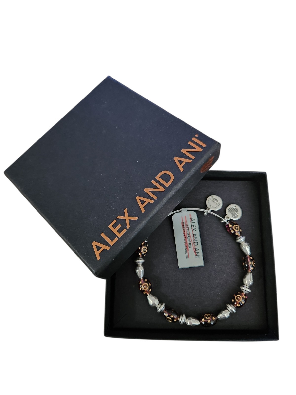 Alex and Ani Radiance Plum Rafaelian Silver Bangle Bracelet New With Box