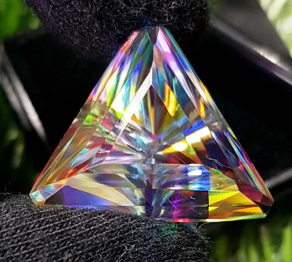 Certified Trillion Cut 102 Ct Natural Rainbow Color Mystic Topaz Loose Gemstone