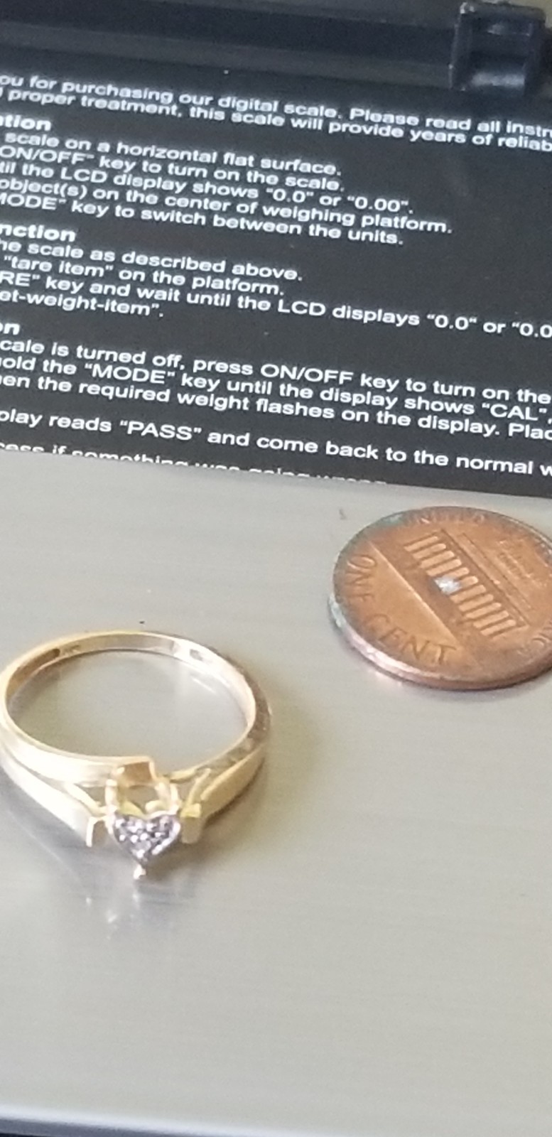 10K Solid Yellow Gold Diamond Heart Ring Size 7 1.95g