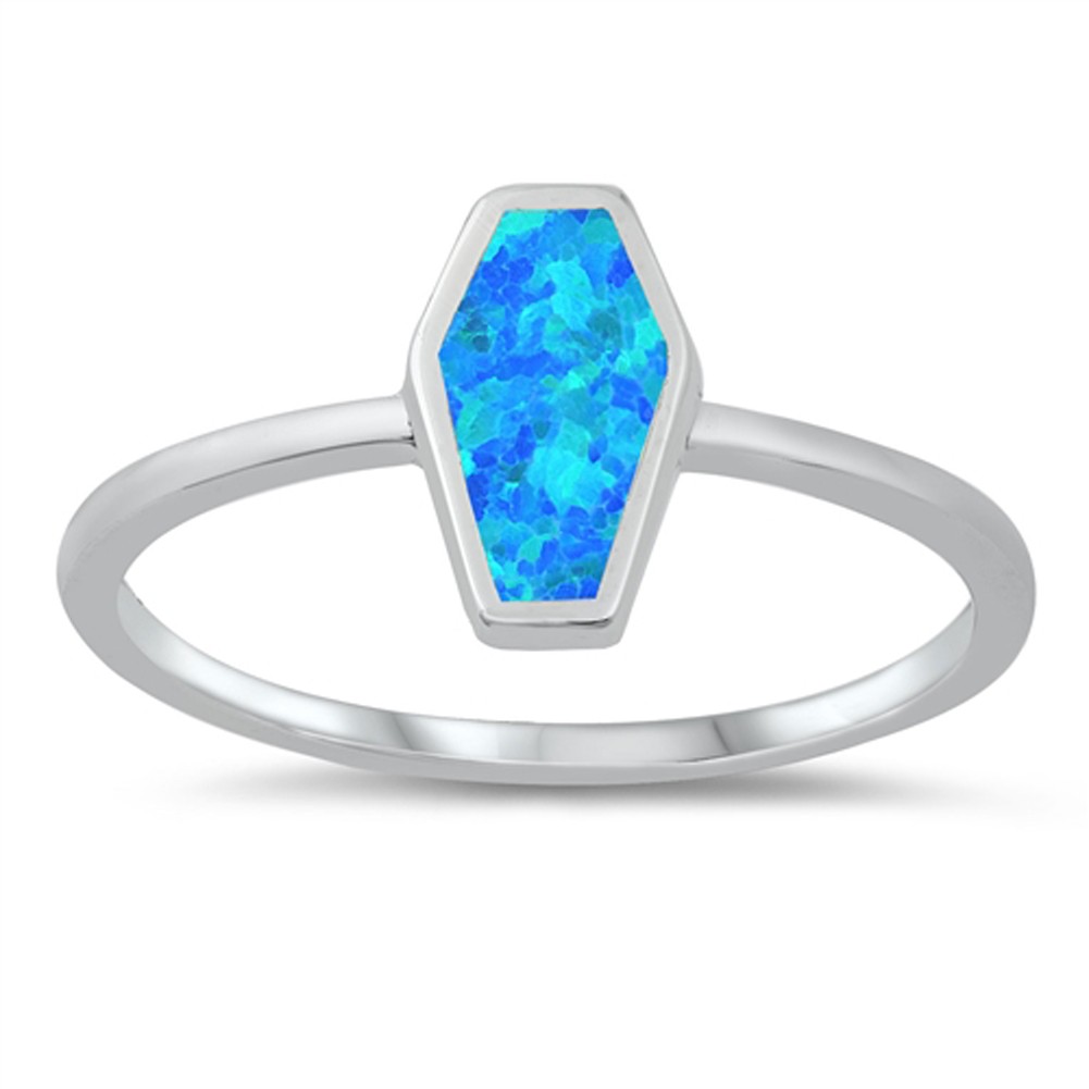 Blue Lab Opal Wholesale Vampire Coffin Ring .925 Sterling Silver Band Sizes 4-10