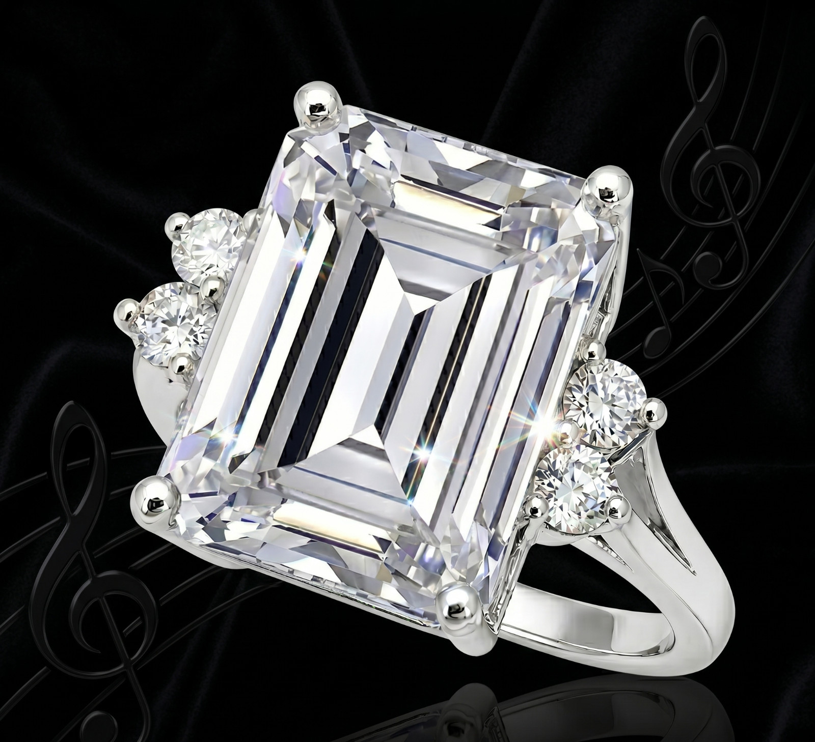 8.00 Ct Certified Emerald Cut White Natural Diamond Engagement Ring Great Shine