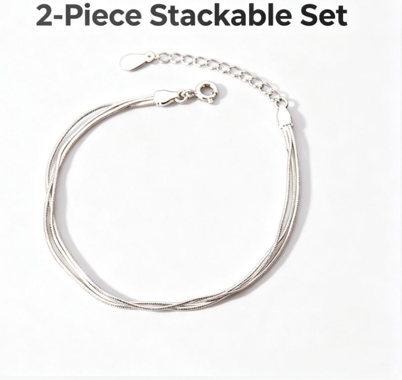 2pcs Snake Chain Bracelet Set Adjustable Vintage Style Jewelry